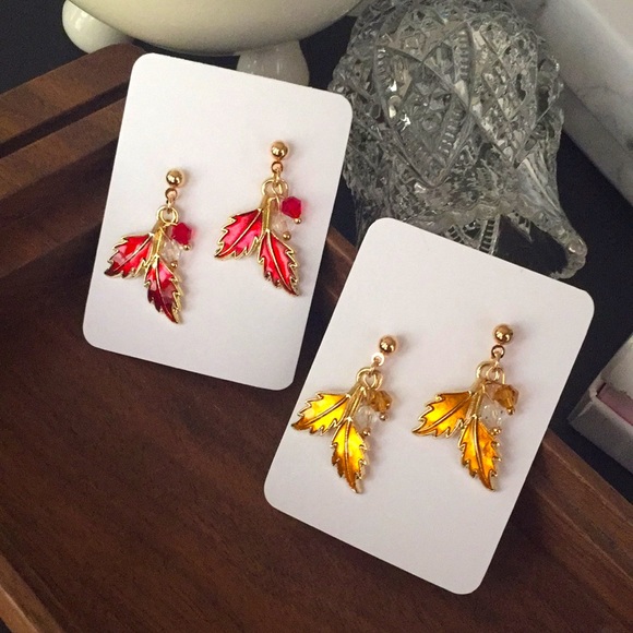 🍏50% OFF/3+...Fall Leaves Drop/Dangle Earrings - Picture 1 of 6